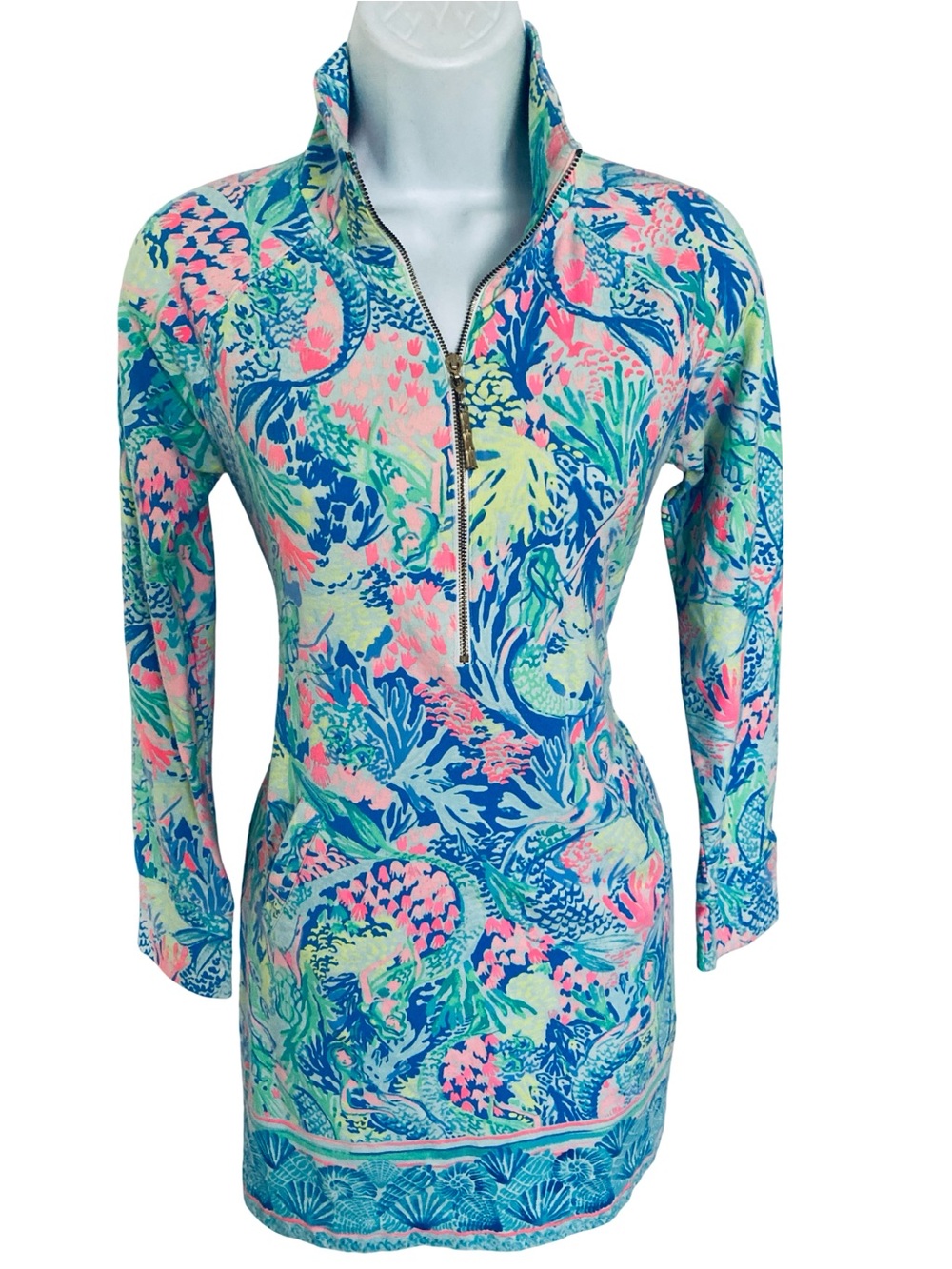 Lilly Pulitzer Multicolor Coral Reef Half-Zip Dress -XS